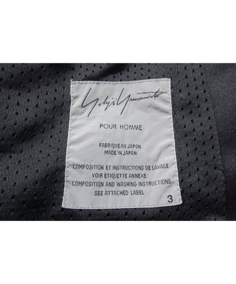 03ss yohji yamamoto pour homme 黒 ロゴ入りゼッケン ロングジャケット（HQ-C01-902）