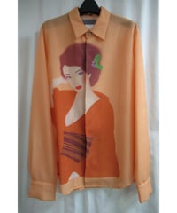 02ss yohji yamamoto pour homme SAEKO 女優シリーズ プリントブラウス HE-B64-977