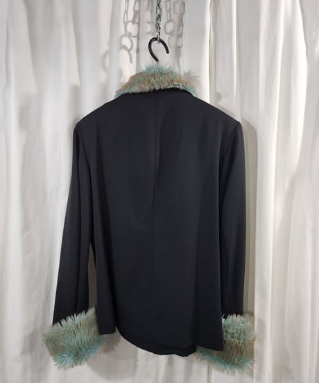 1996aw yohji yamamoto femme M's collection vintage 黒 ファー付きジャケット  （FG-J03-106）