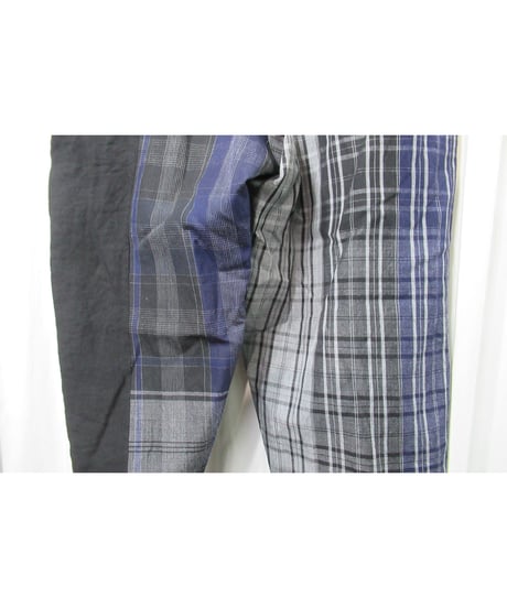 21ss yohji yamamoto pour homme 麻 チェック アシトメリーデザインパンツ（HD-P63-831）