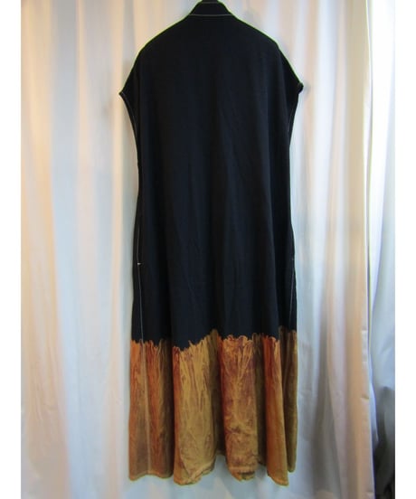 93aw yohji yamamoto femme vintage 製品染 ステッチデザインロングワンピース FP-D15-198
