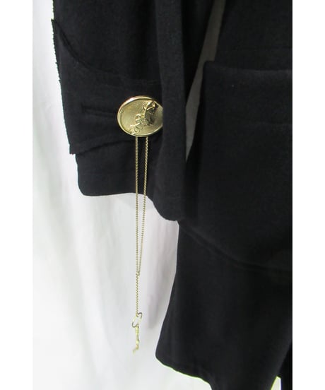 2019AW Yohji Yamamoto pour HOMME 黒 金釦 メルトン ゴシック コート HC-C17-103