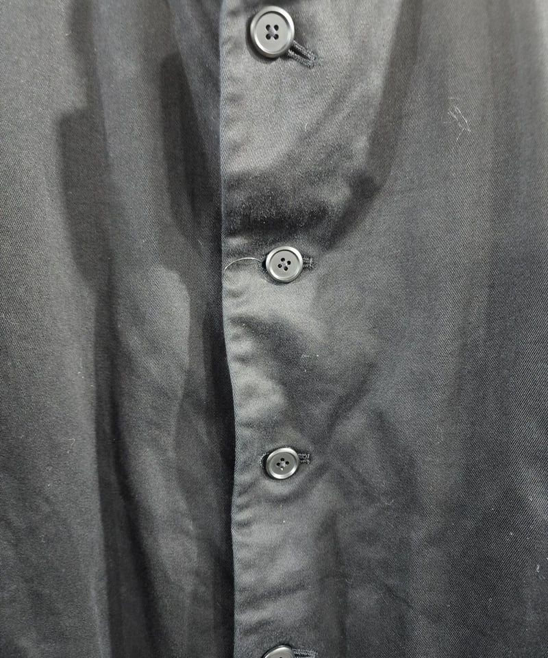 【Y's】ワイズ スプリング ボタン ロング ジャケット ブラック 黒 L Y'S for men(ワイズフォーメン) 03AWギャバジンステッチ