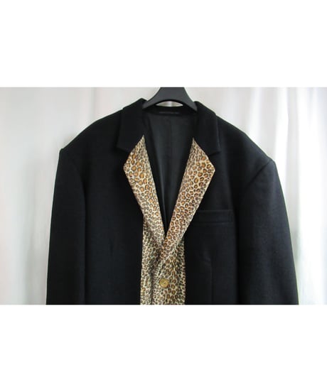 レア 92aw yohji yamamoto pour homme vintage SAMPLE ヒョウ柄切替えデザインジャケット HJ-2