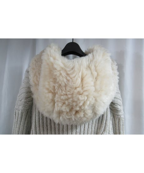 SAMPLE  yohji yamamoto pour homme レザー切替えフード付きニットジャケット J40-807