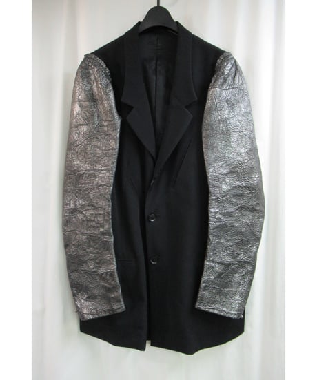 レア 18aw yohji yamamoto pour homme 黒 袖 鹿革切替えデザインジャケット HV-J14-100