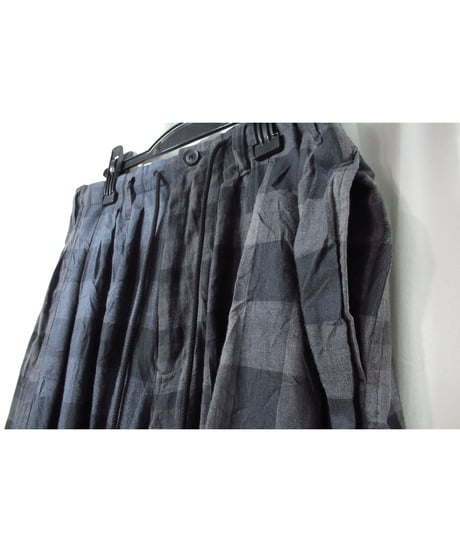 19aw yohji yamamoto pour homme コットン 切替えデザイン チェックパンツ（HC-P69-817）