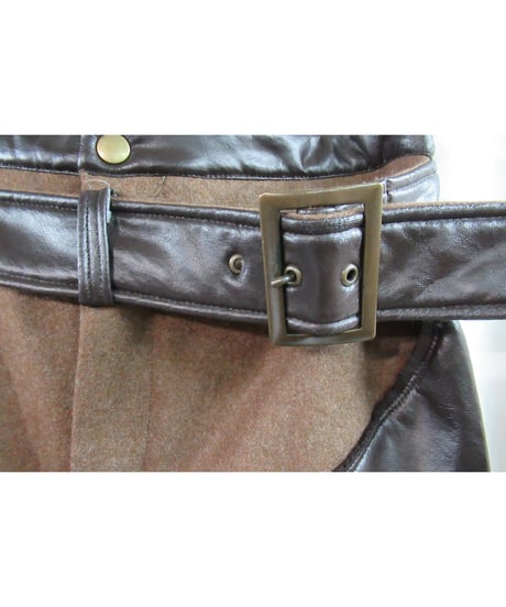 90's Y's yohji yamamoto vintage 茶 フェイクレザーデザインスカート YE-S05-803