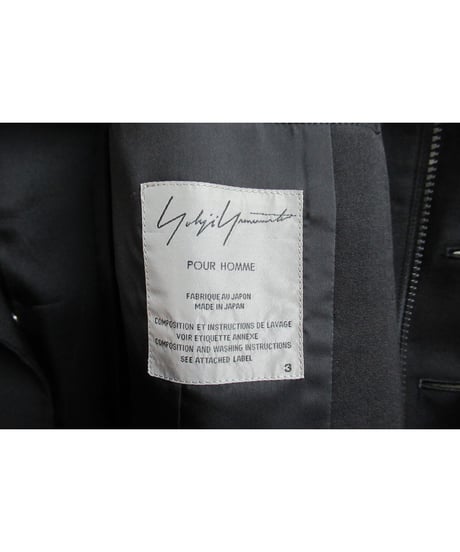 13aw yohji yamamoto pour homme ダブルファスナー 襟デザインジャケット HQ-J31-100