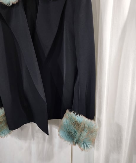1996aw yohji yamamoto femme M's collection vintage 黒 ファー付きジャケット  （FG-J03-106）