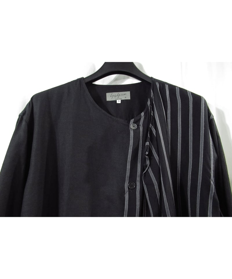 17ss yohji yamamoto pour homme 半身ストライプ レイヤードデザイ...