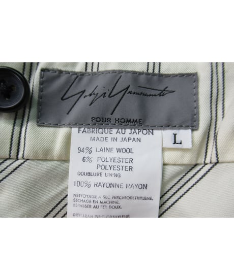 95aw yohji yamamoto pour homme vintage 鹿鳴館期 グレーストライプダメージ加工セットアップ（HE-J64-119）