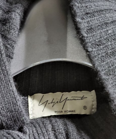 18aw yohji yamamoto pour homme 黒　サイドスリットロングニット （HV-K09-182)