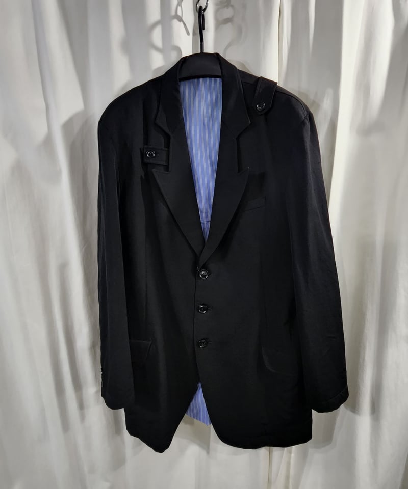 17AW yohji yamamoto pour homme 黒 変形ジッパー使いデザインジャ 