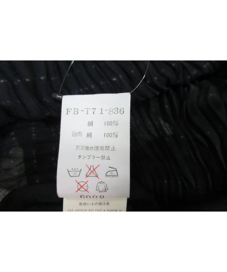 95ss yohji yamamoto femme vintage 黒 チリメン 着物デザインカットソー FB-T71-836