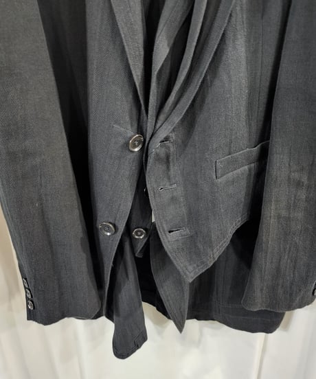 02ss yohji yamamoto pour homme 黒 レイヤードデザインジャケット (HE-J75-007)