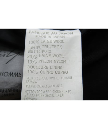 07aw yohji yamamoto pour homme 襟ニット切り替え 燕尾デザインロングジャケット（HX-J24-102）