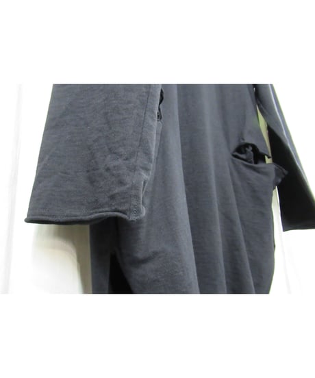 15aw yohji yamamoto pour homme 黒 ヘンリーネック ロングデザインカットソー（HY-T14-076）