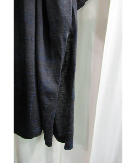 17aw yohji yamamoto Super Blue グレー インディゴ染め プリントカットソー NK-T83-095
