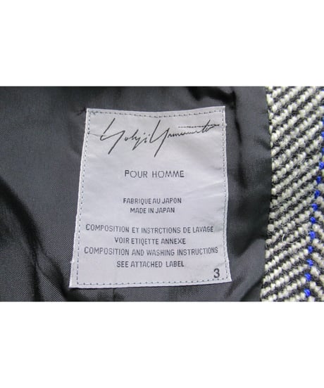 01aw yohji yamamoto pour homme ギャングスター 襟デザイン ツイードセットアップ（HV-J63-136／HV-P10-136）