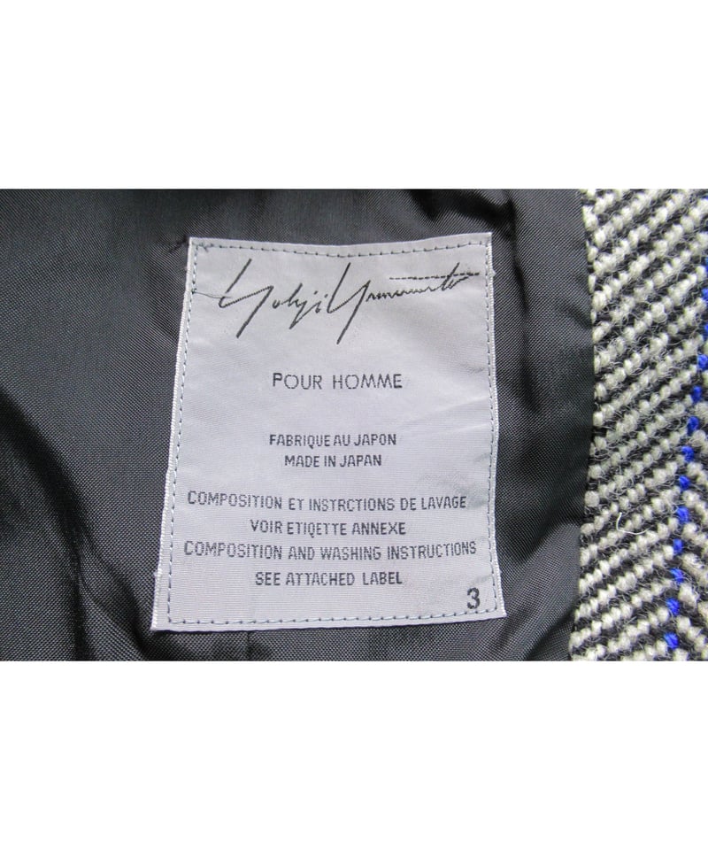 01aw yohji yamamoto pour homme ギャングスター 襟デザイン ツイ...