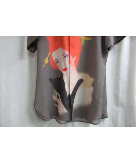 02ss yohji yamamoto pour homme SAEKO 女優シリーズ プリントブラウス HE-B66-975