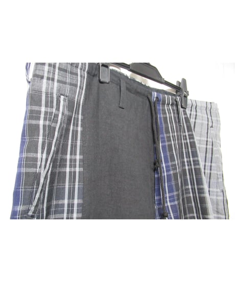 21ss yohji yamamoto pour homme 麻 チェック アシトメリーデザインセットアップ（HD-J45-831/HD-P63-831）