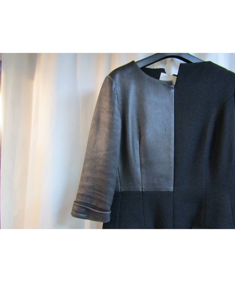 02aw yohji yamamoto femme レザー切り替タイトワンピース FM-D22-817