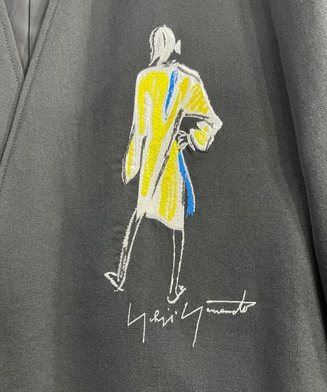 2021AW yohji yamamoto pour homme 女優刺繡 ノーカラーロングジャケット（HX-J51-130）