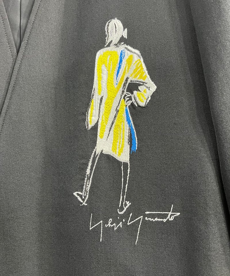 2021AW yohji yamamoto pour homme 女優刺繡 ノーカラーロングジ 2021AW yohji yamamoto pour homme 女優刺繡 ノーカラーロングジ