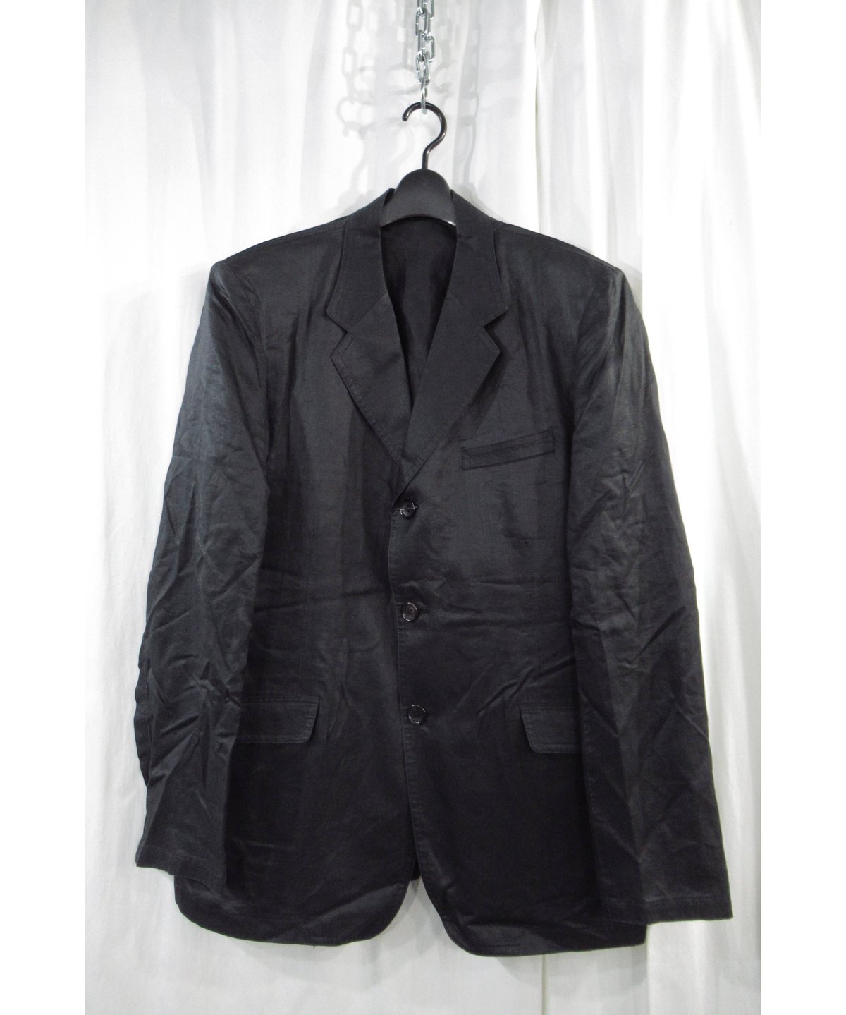Yohji Yamamoto Pour Homme 麻綿異素材ジャケット　4 yohji yamamoto - pour homme 4柄上前付きロングJ / HE-J24-816