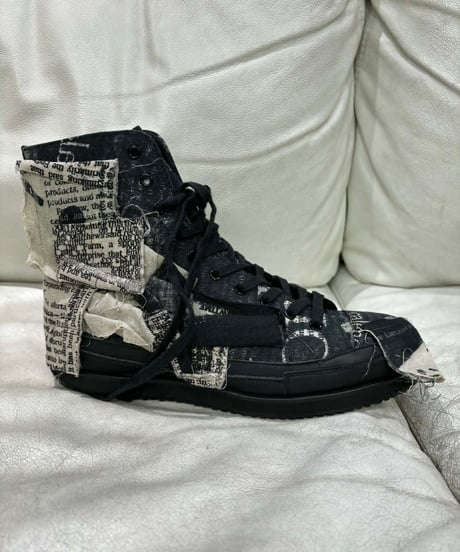 2022SS yohji yamamoto pour homme ニュースペーパーハイカットスニーカー（HG-E18-362）