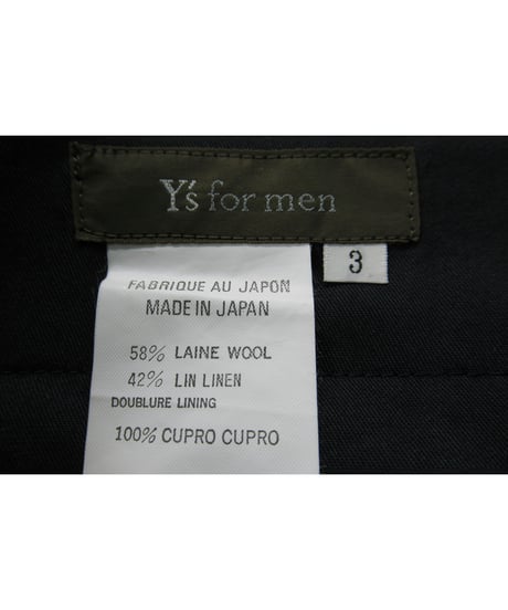 Y’s for men yohji yamamoto シンプルテーパードパンツ 紺 （MB-P10-104）