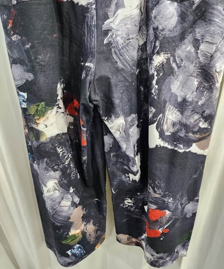 2016ss yohji yamamoto pour homme 朝倉絵画プリントデザインパンツ (HO-P60-024)