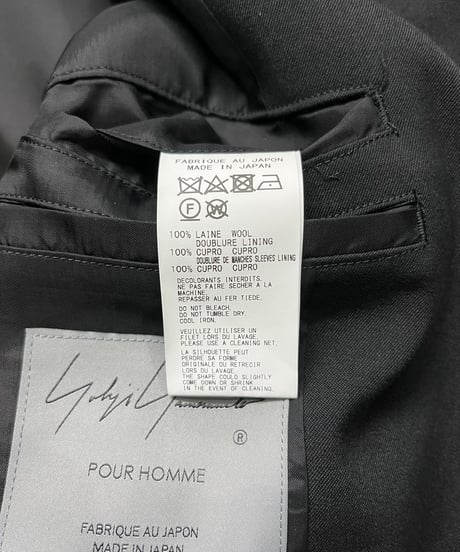 2022AW yohji yamamoto pour homme 2重襟デザインロングジャケット（HE-J57-100）