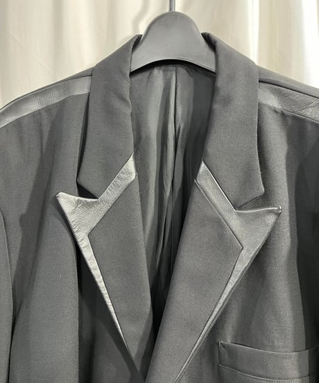 1996AW yohji yamamoto pour homme レザー切り替えロングジャケット（HG-J69-806）