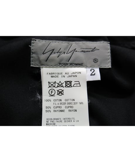 19aw yohji yamamoto pour homme  刺繍デザイン コットン カラスパンツ（HC-P04-003）
