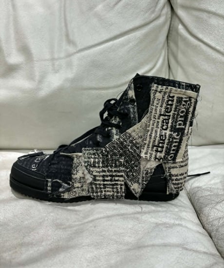 2022SS yohji yamamoto pour homme ニュースペーパーハイカットスニーカー（HG-E18-362）