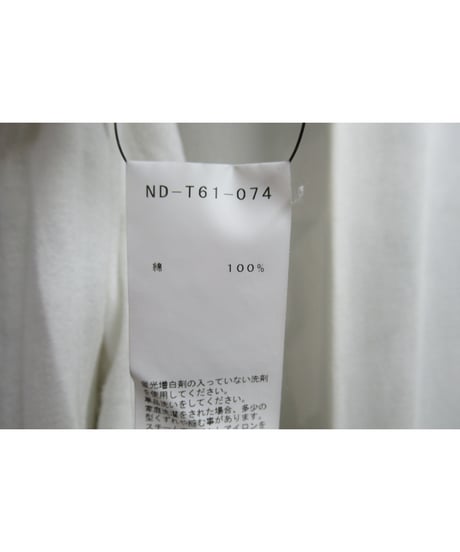 17ss BLACK and BLACK yohji yamamoto +noir 白 顔料プリントカットソー ND-T61-074