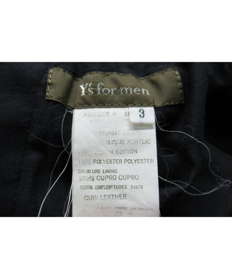Y’s for men yohji yamamoto ウエストレザー切替え  バックポケットデザイン ストレートワイドパンツ（ML-P08-220）