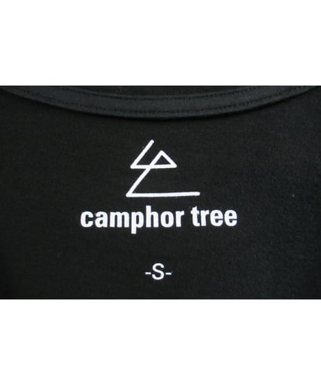 camphor tree 黒  袖リブデザインカットソー S size