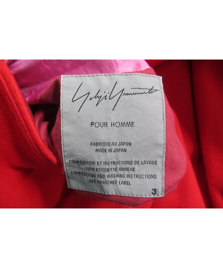 レア 09aw yohji yamamoto pour homme 赤 ケルベロス ドクタージャケット HZ-J67-149