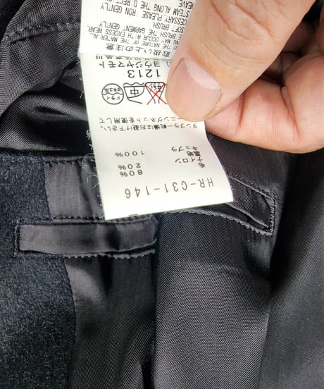 2020aw yohji yamamoto pour homme スナップ釦 黒 ベルト付き コート （HR-C31-146）