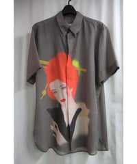 02ss yohji yamamoto pour homme SAEKO 女優シリーズ プリントブラウス HE-B66-975