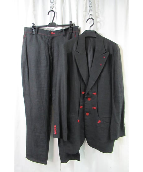 05ss yohji yamamoto pour homme 赤ボタン ステッチデザインセットアップ（HY-J60-801/HY-P61-801)