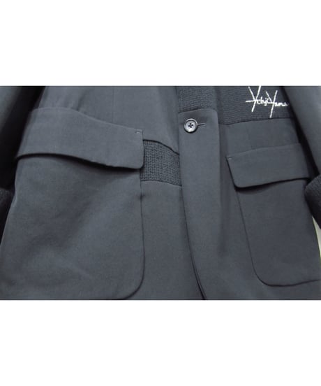 07aw yohji yamamoto pour homme ロゴ メッセージデザイン ニット切り替えジャケット（HX-J35-101）