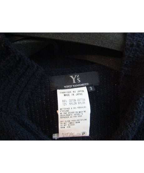 Y's yohji yamamoto 紺 ボタンレスシンプルカーディガン YE-K32-978