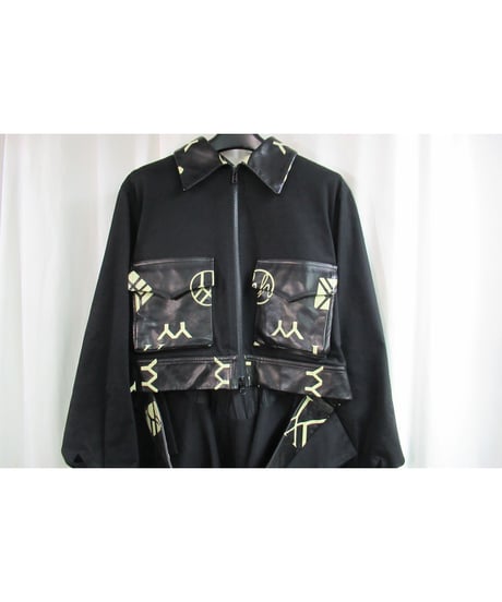 レア 新品未使用 07aw yohji yamamoto femme 黒 レザーモノグラムー燕尾ジャケット FX-J09-790