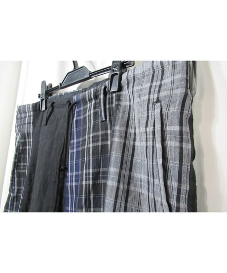 21ss yohji yamamoto pour homme 麻 チェック アシトメリーデザインセットアップ（HD-J45-831/HD-P63-831）