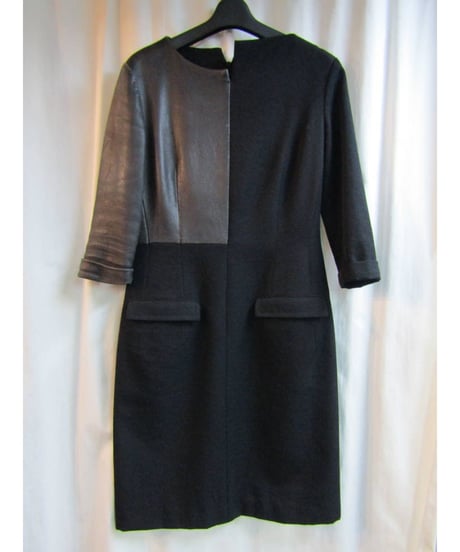 02aw yohji yamamoto femme レザー切り替タイトワンピース FM-D22-817